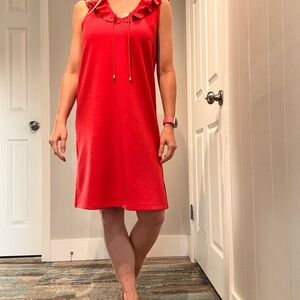 Red Sleeveless Midi Dress